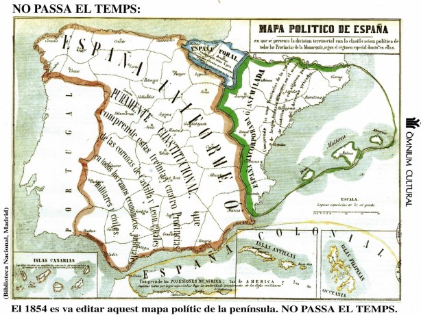 Mapa polític espanyol 1854 Espanya constitucional - assimilada i foral